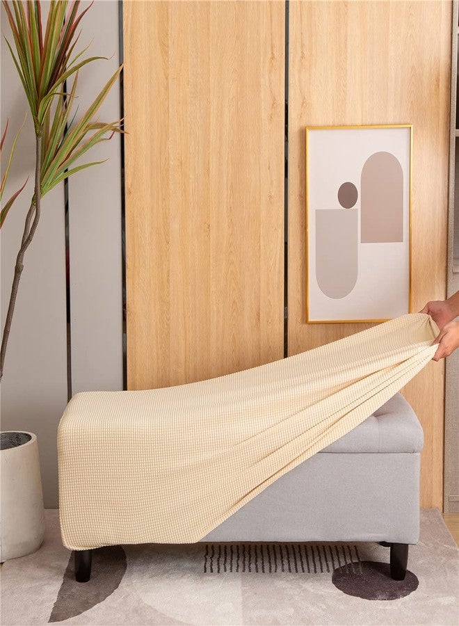 Cornasee غطاء عثماني مطاطي مستطيل الشكل من كورناسي، غطاء قابل للإزالة لمسند القدمين، غطاء تخزين، واقي أثاث، تصميم عصري (بيج، كبير جدًا) - Image 5